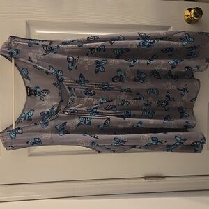 Torrid Gray and Blue Butterfly Print Top